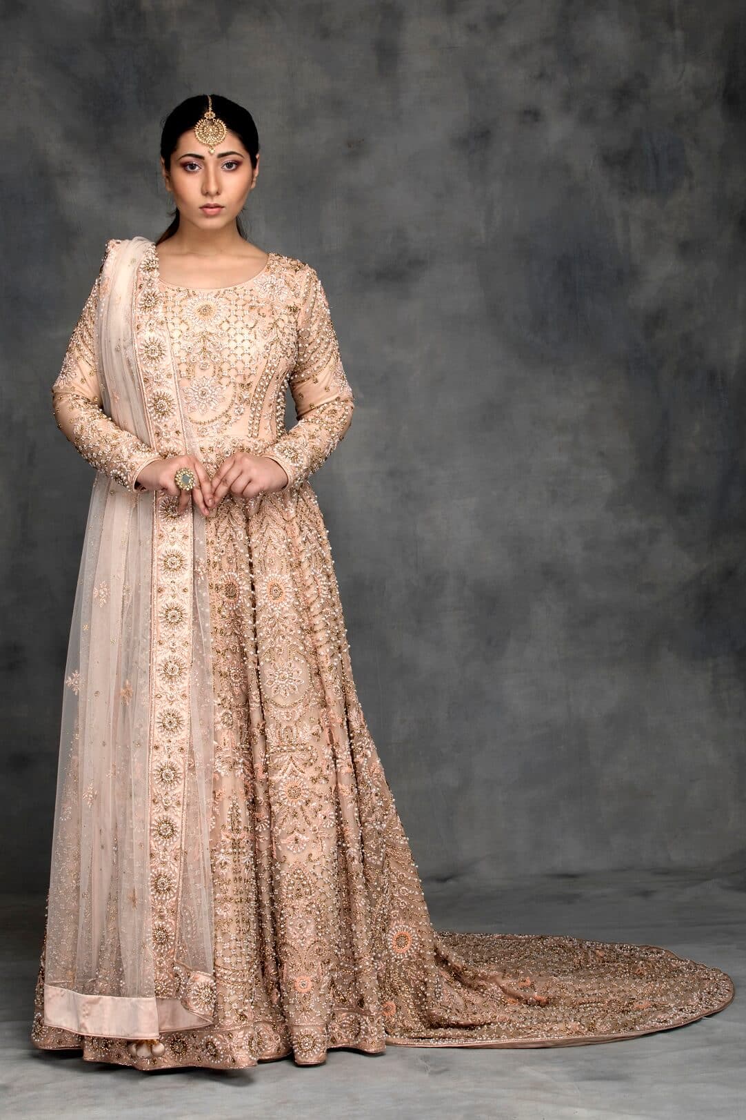Rust maxi dress with trail