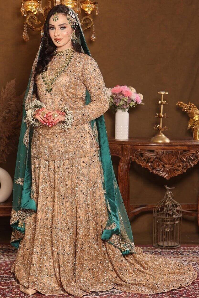 golden lehenga kameez