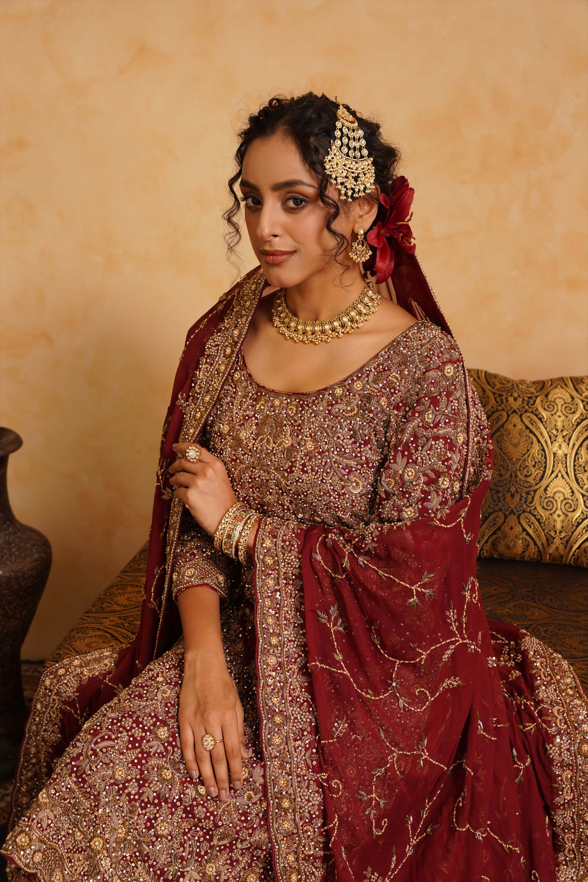 Maroon Farshi Gharara set