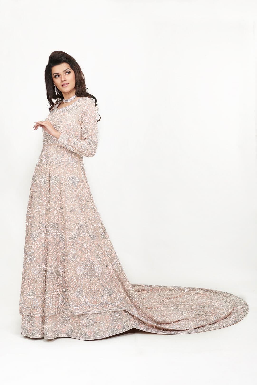 Rust double trail maxi dress
