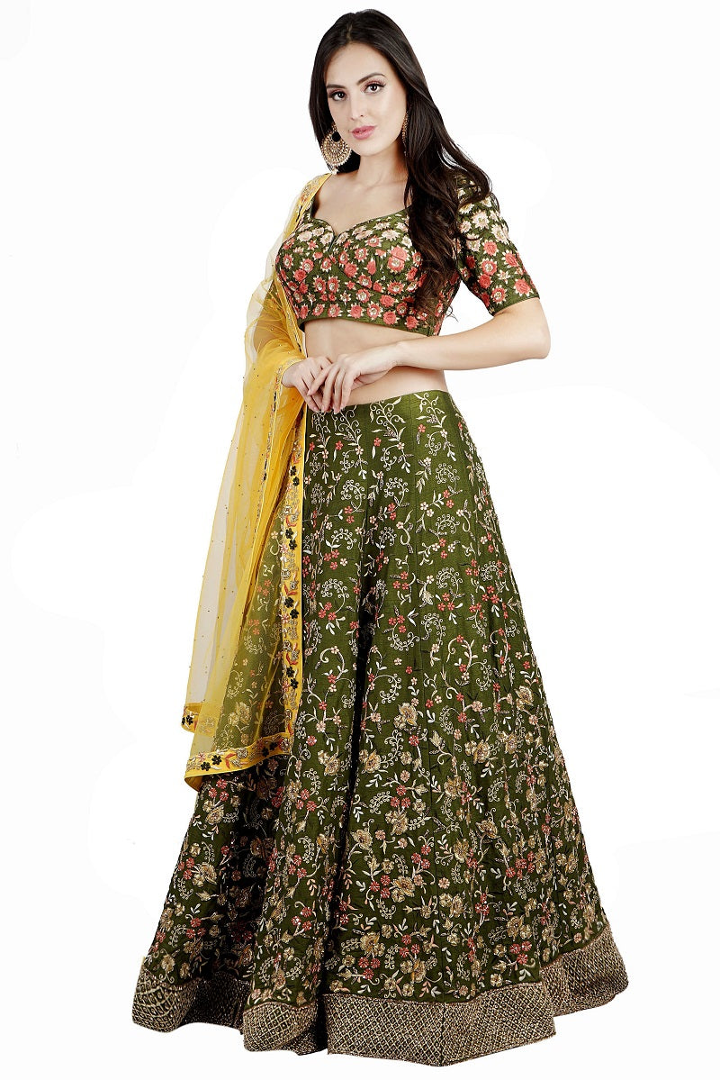 Green lehenga blouse