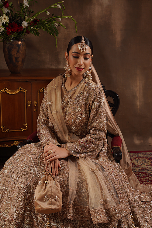 Coffee-Hued Gown with Trail