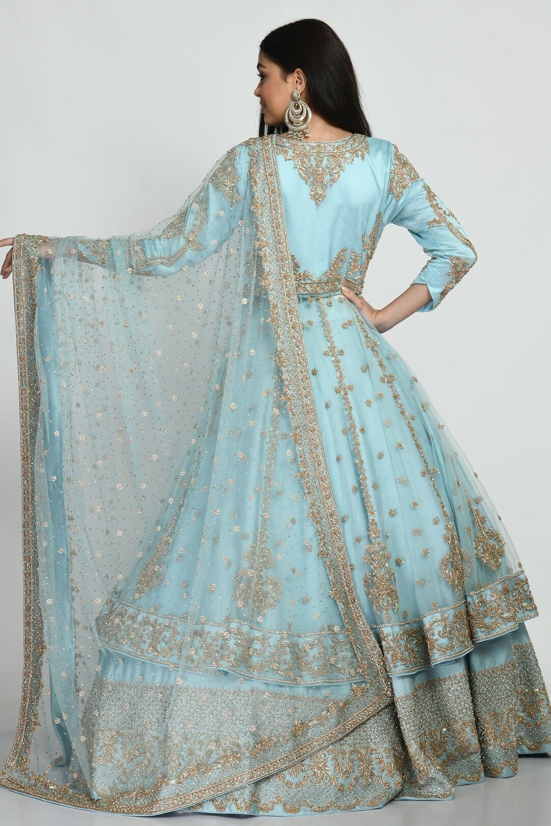 Light Blue Anarkali lehenga