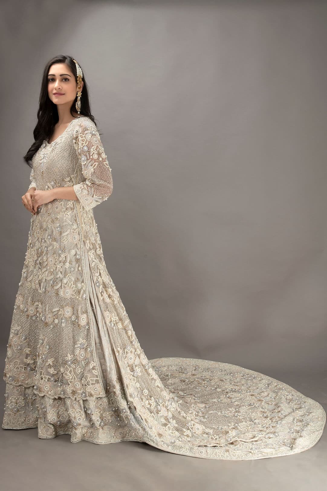 Ivory double trail maxi dress