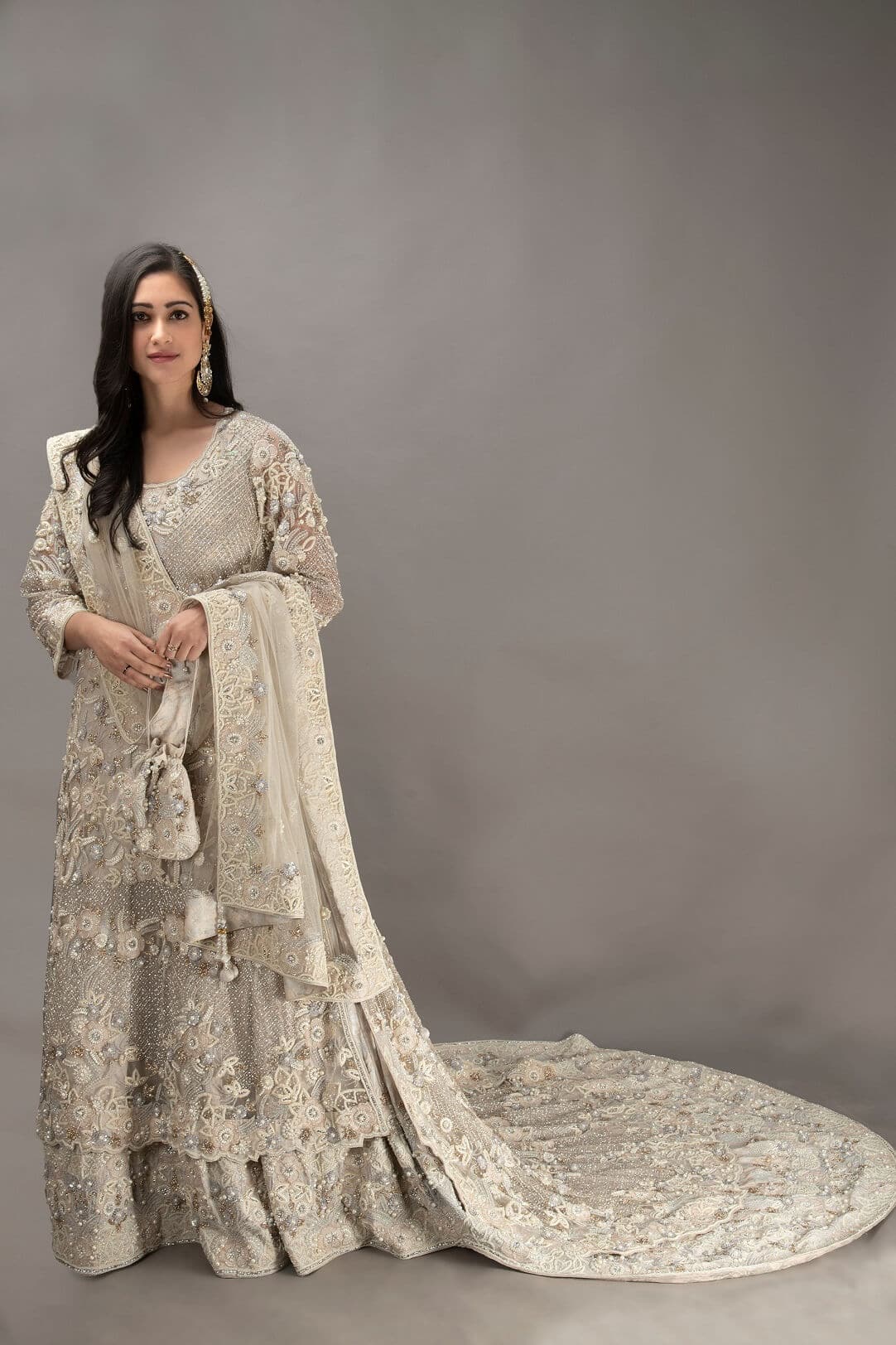 Ivory double trail maxi dress