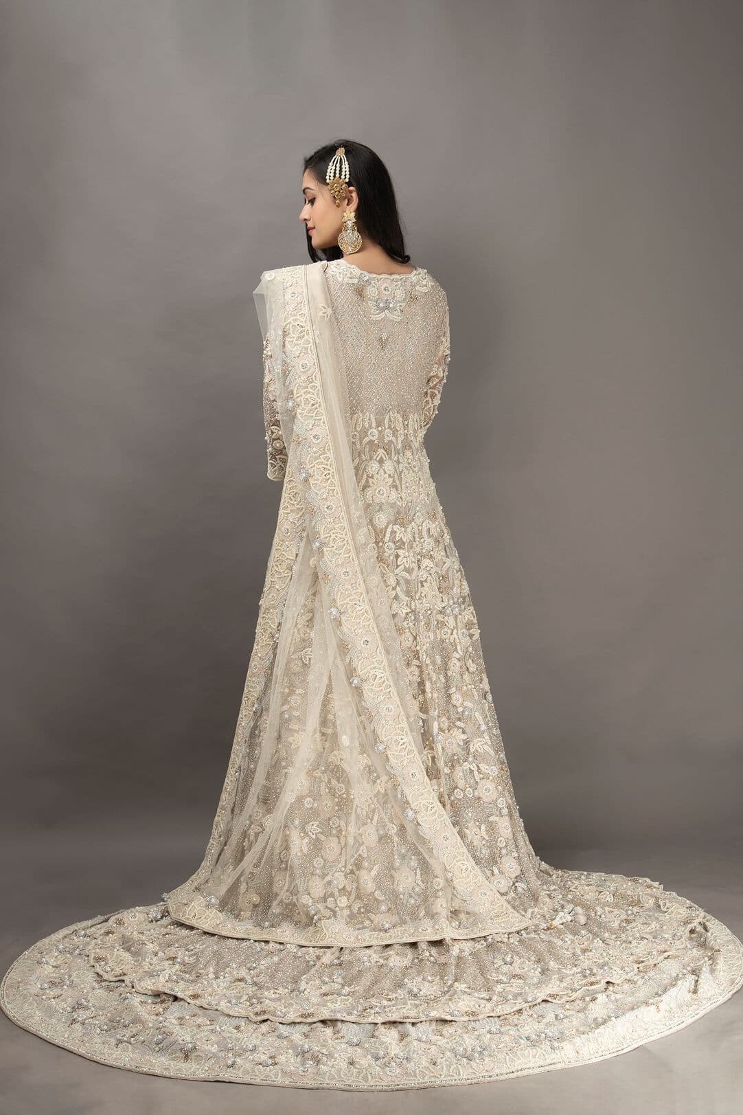 Ivory double trail maxi dress