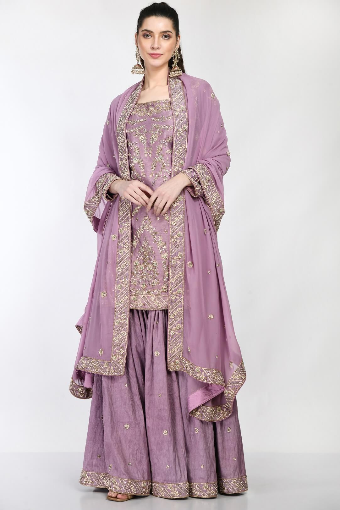 Mauve kameez Gharara