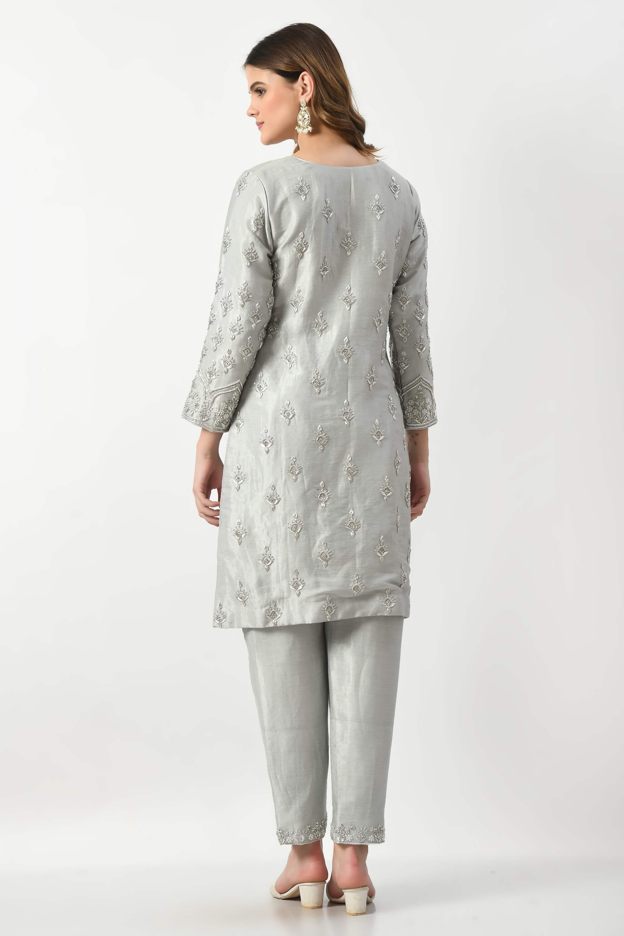 Grey Kameez Trouser Dupatta