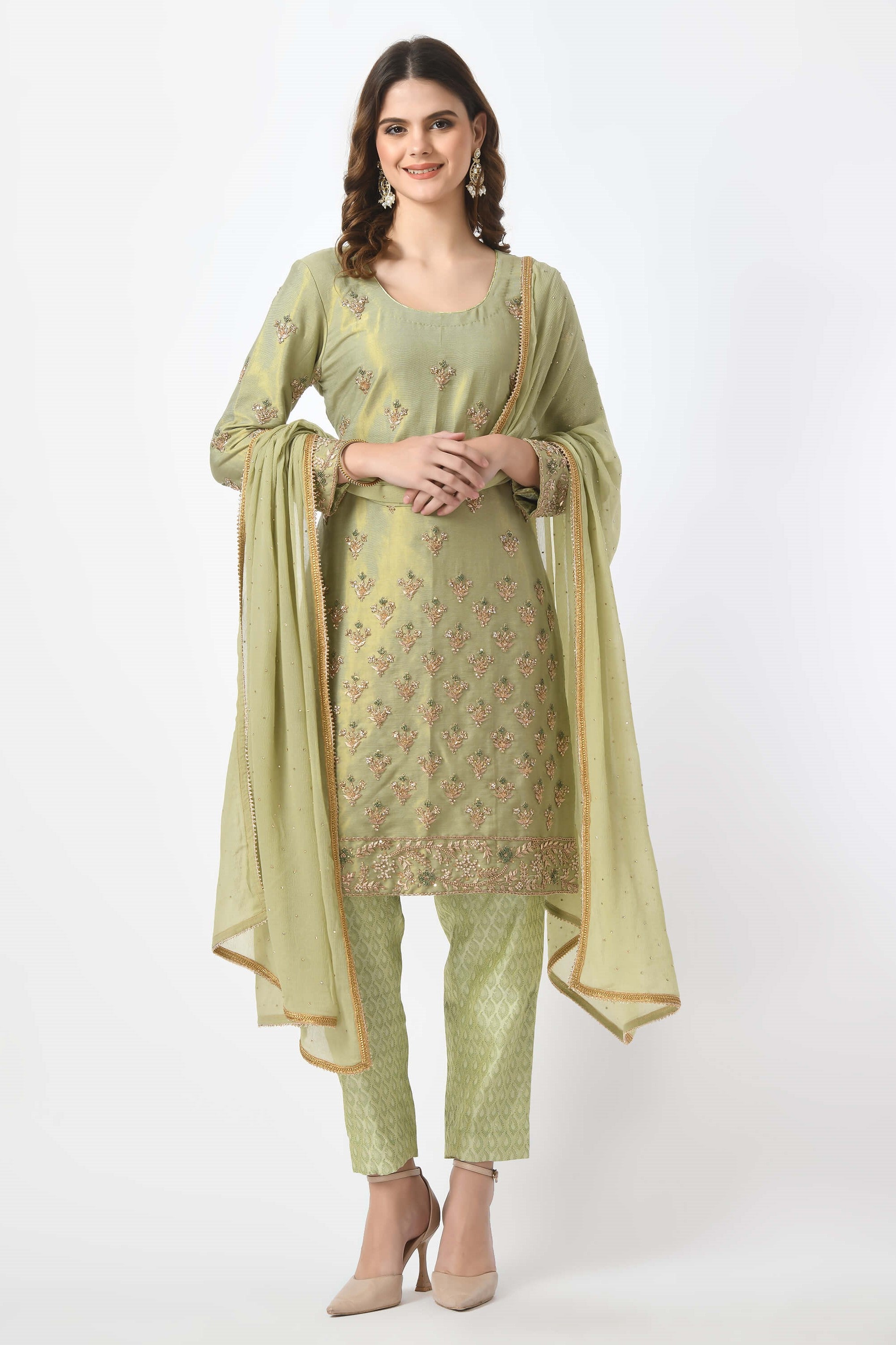 Mint Green Kameez Trouser Dupatta