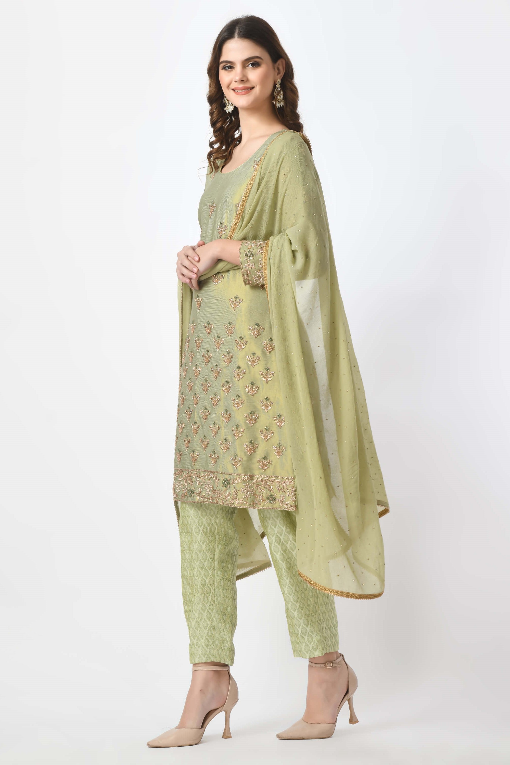 Mint Green Kameez Trouser Dupatta