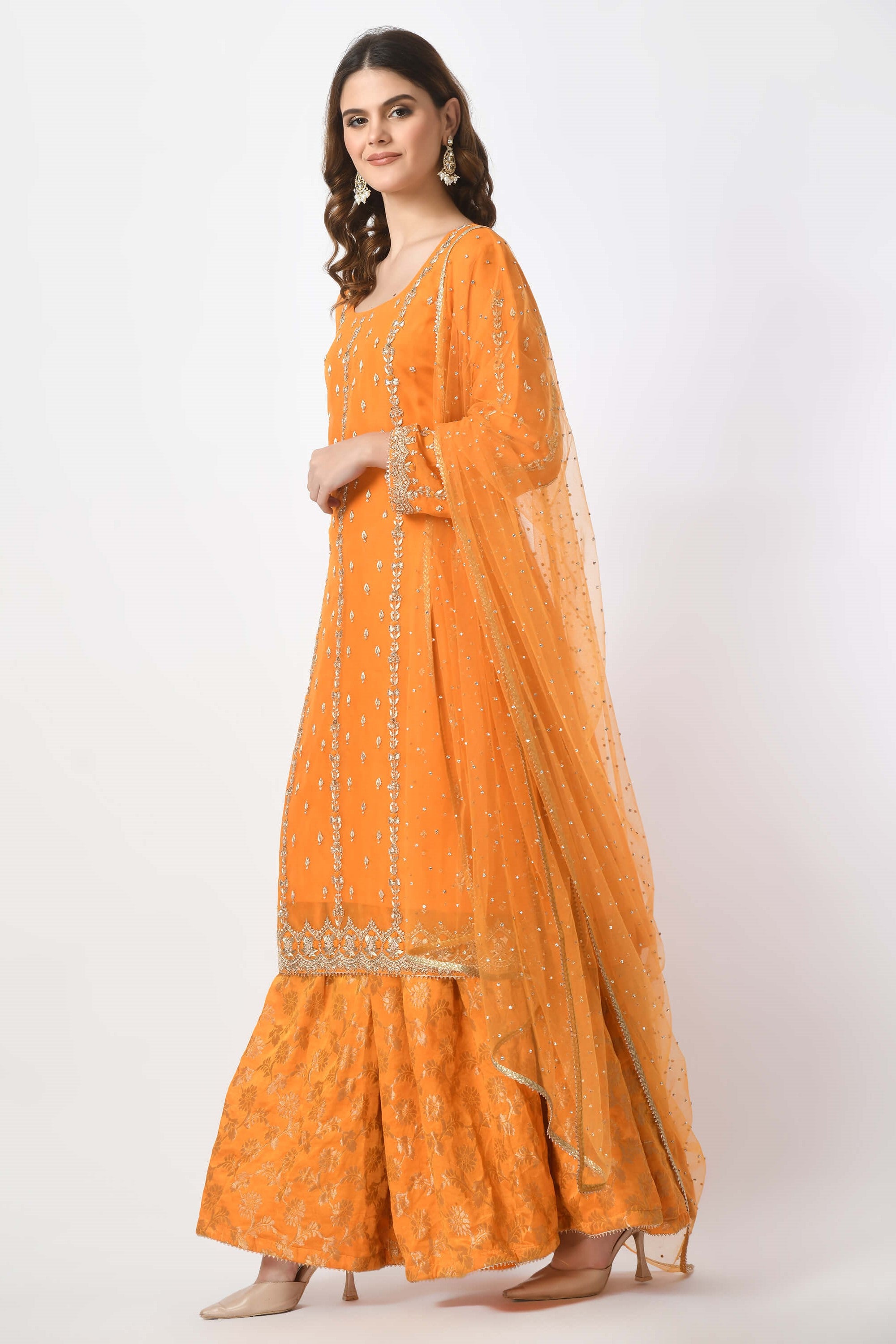 Yellow Kameez Gharara Dupatta