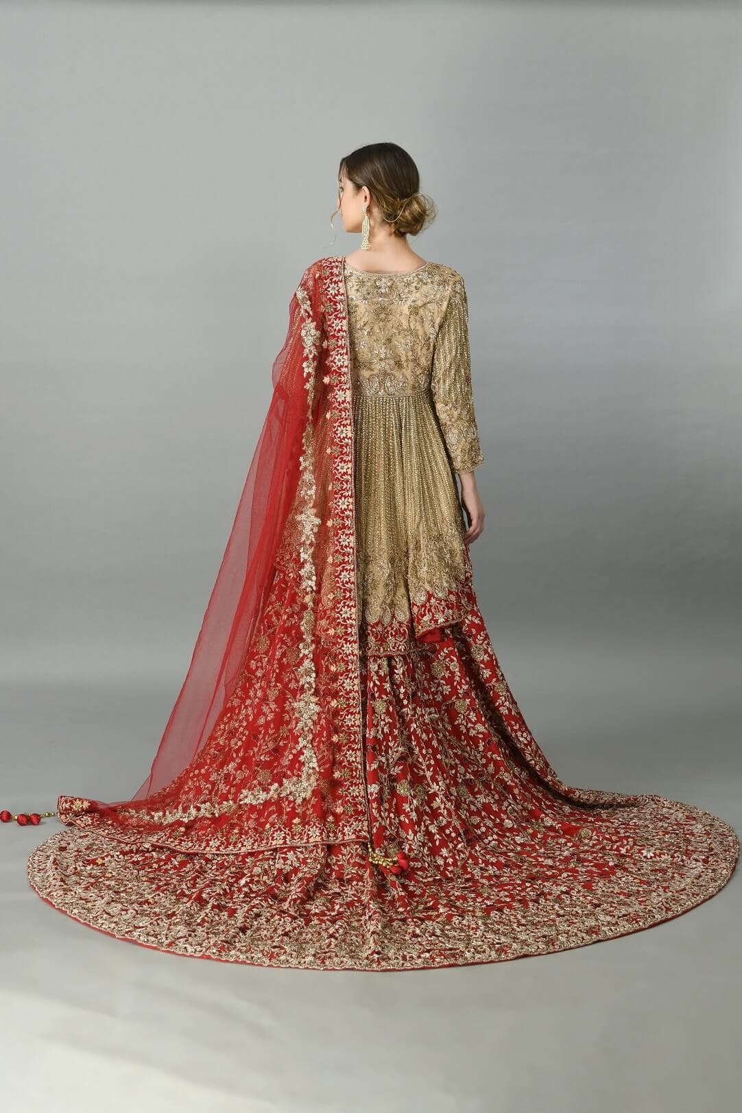 Gold & Red peplum lehenga