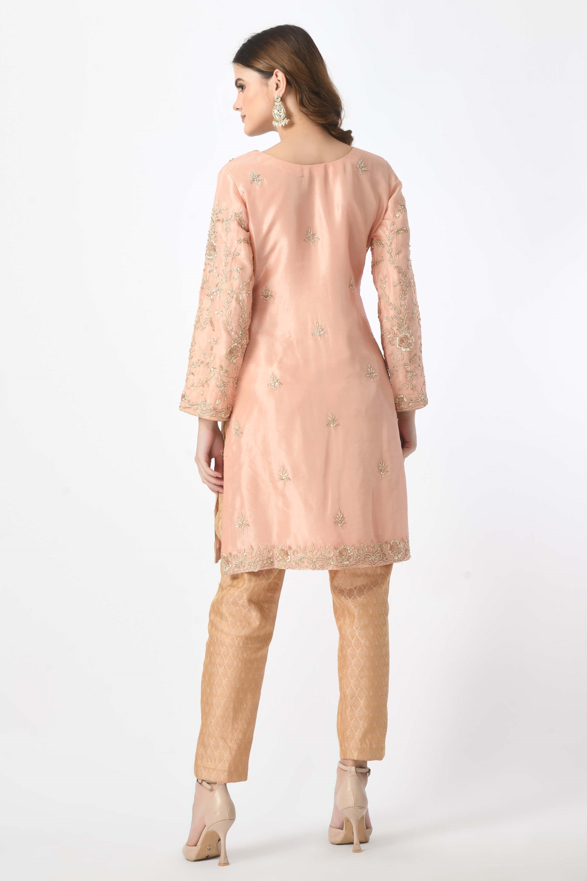 Peach Pink  Kameez Trouser Dupatta