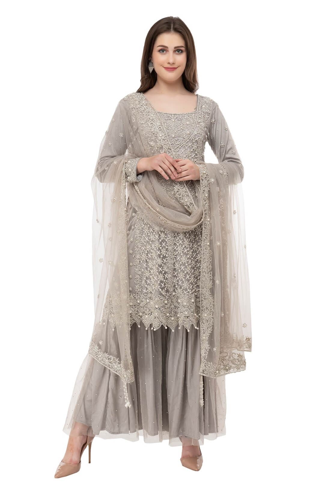 Grey colored gharara