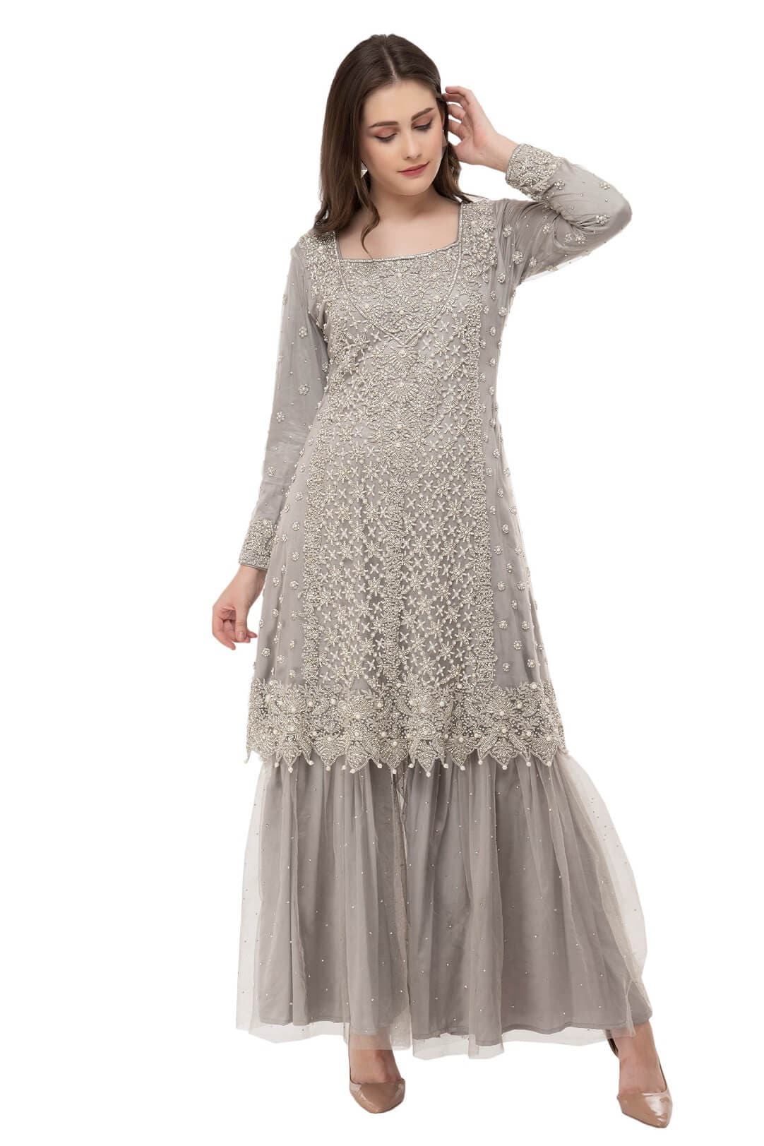 Grey colored gharara