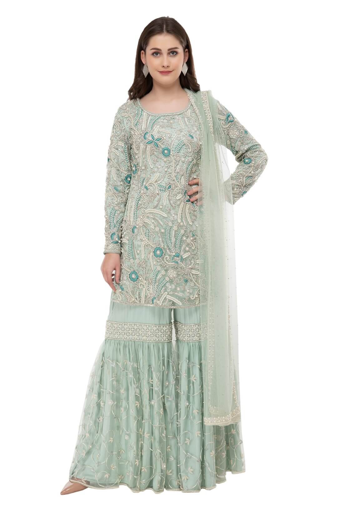 Light mint resham gharara