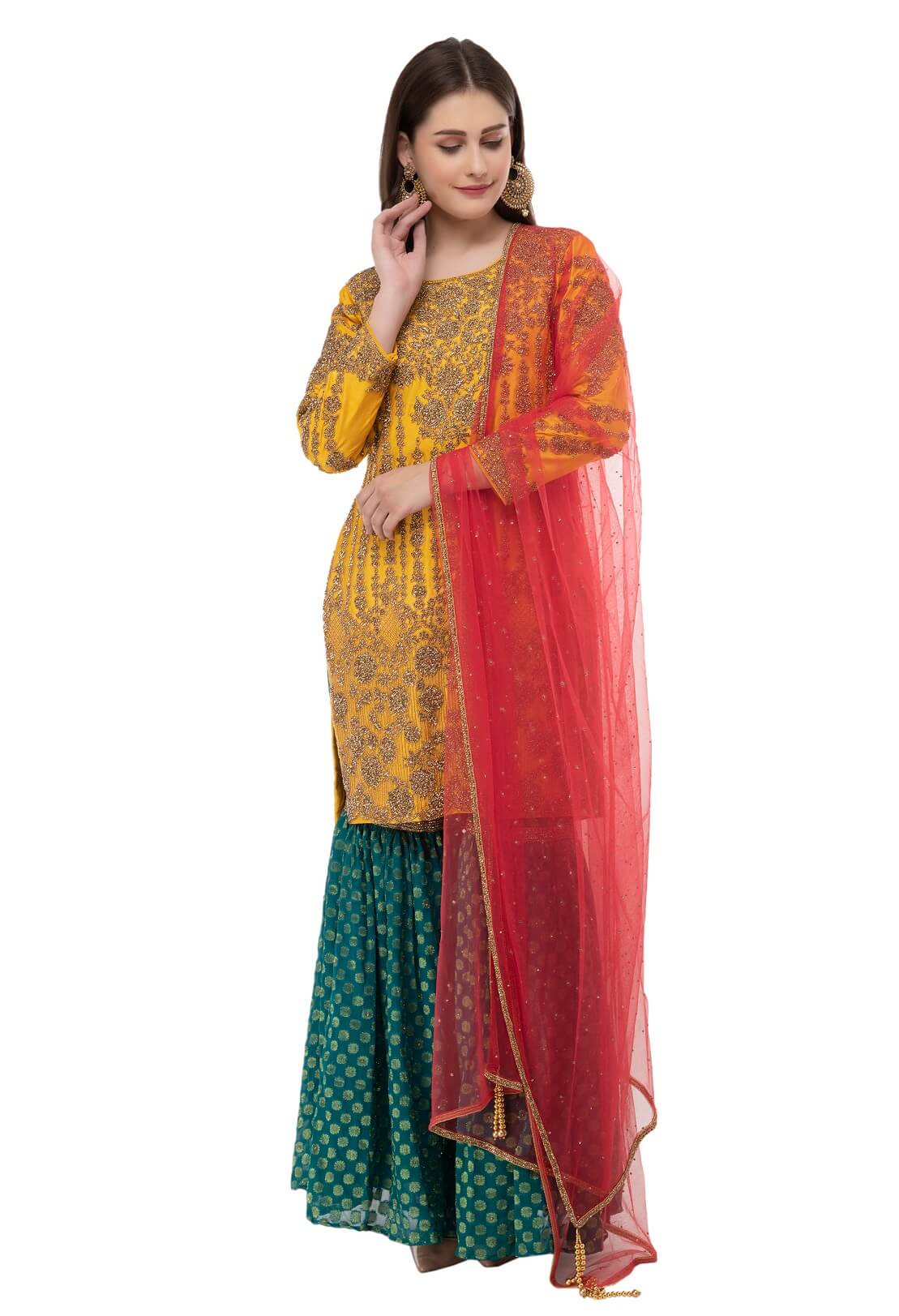 Yellow green mehendi dress