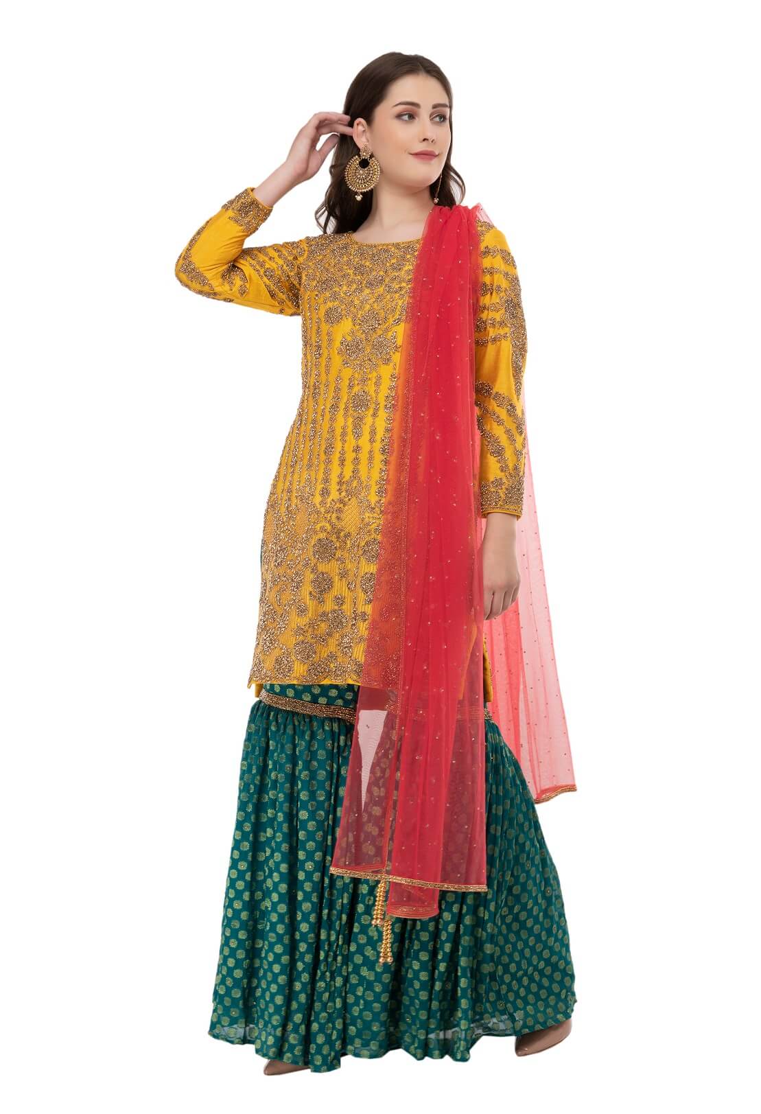 Yellow green mehendi dress
