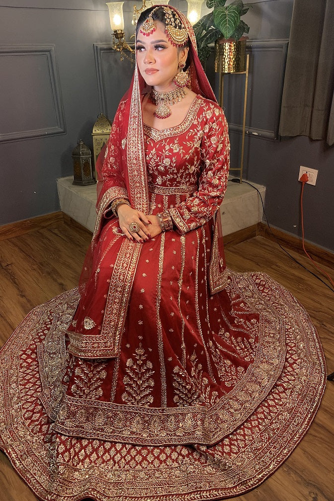 Maroon Anarkali With Lehenga