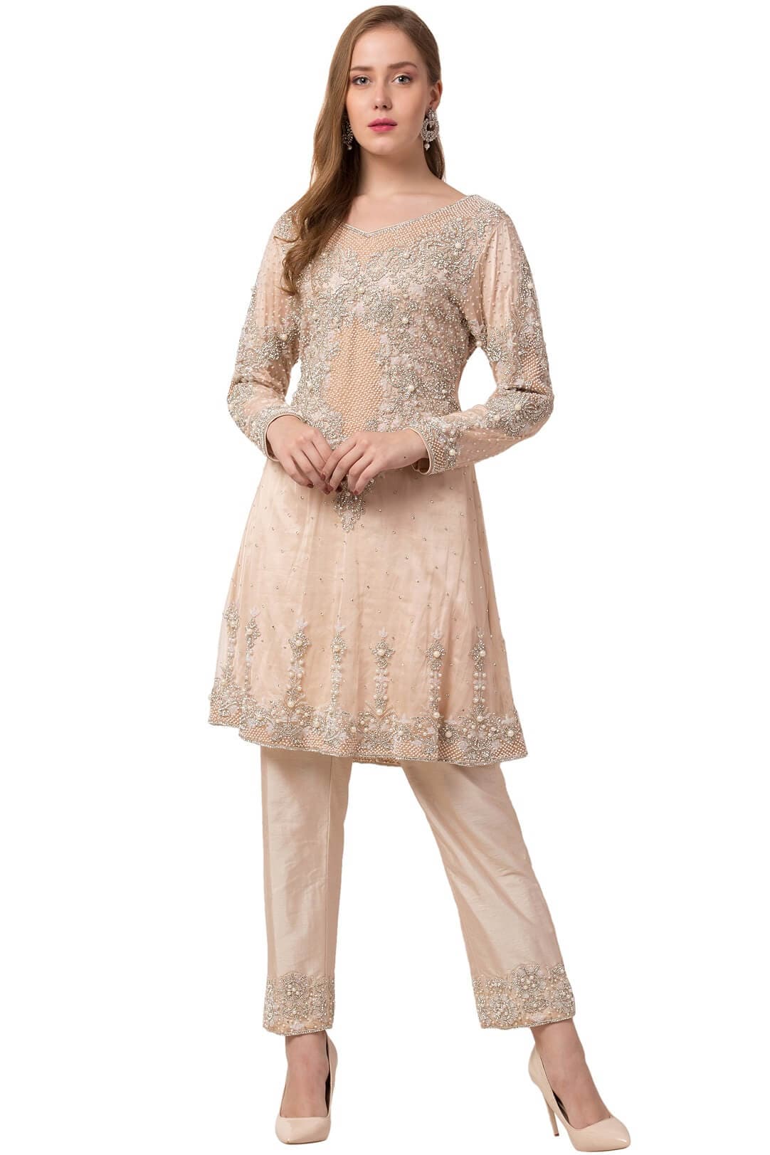 Pearls & stones golden suit