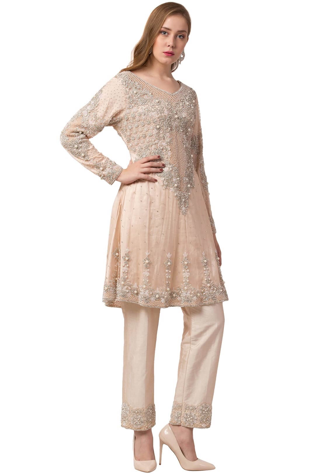 Pearls & stones golden suit