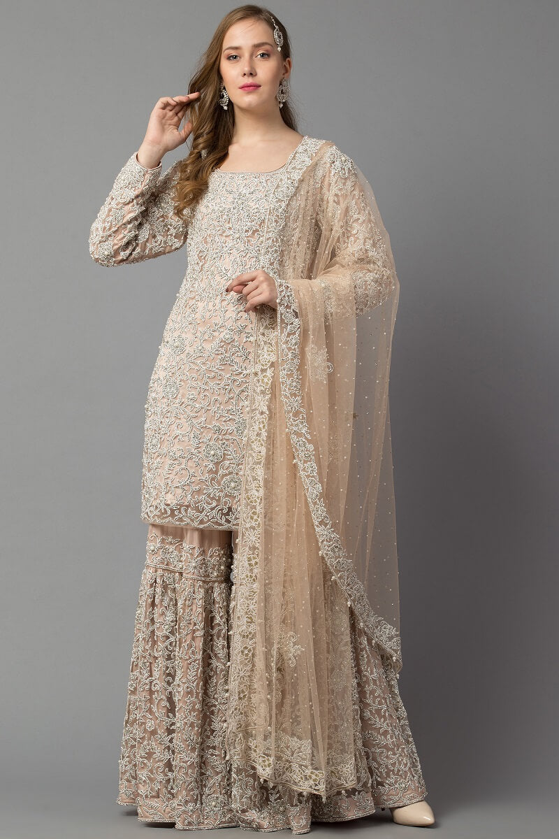 Beige Sharara Kameez