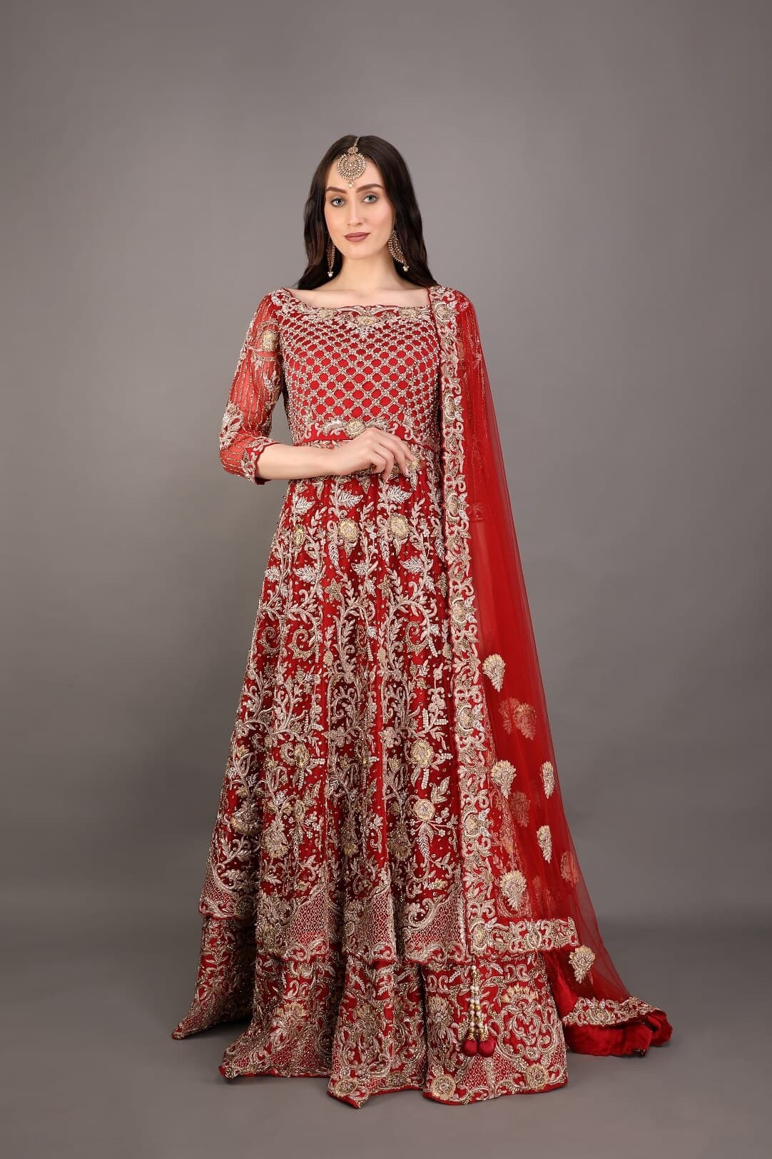 Red Lehenga with zardozi embroidery
