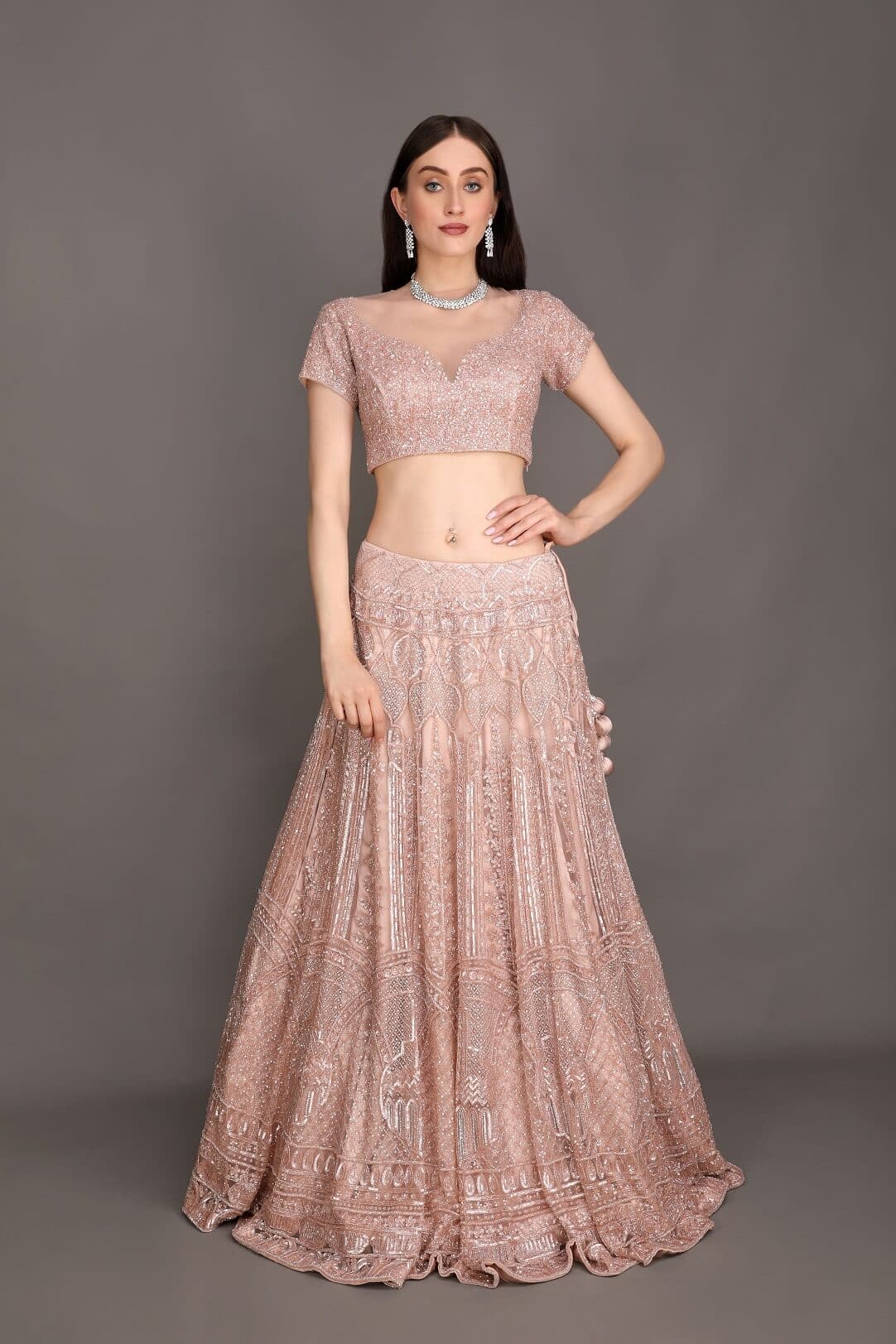 Pink sequence lehenga