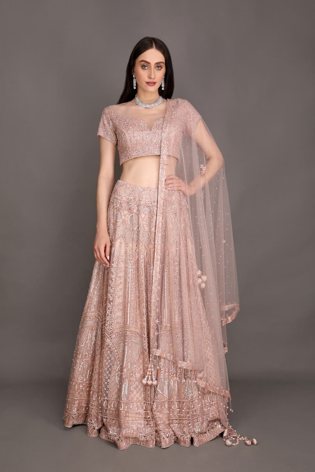 Pink sequence lehenga