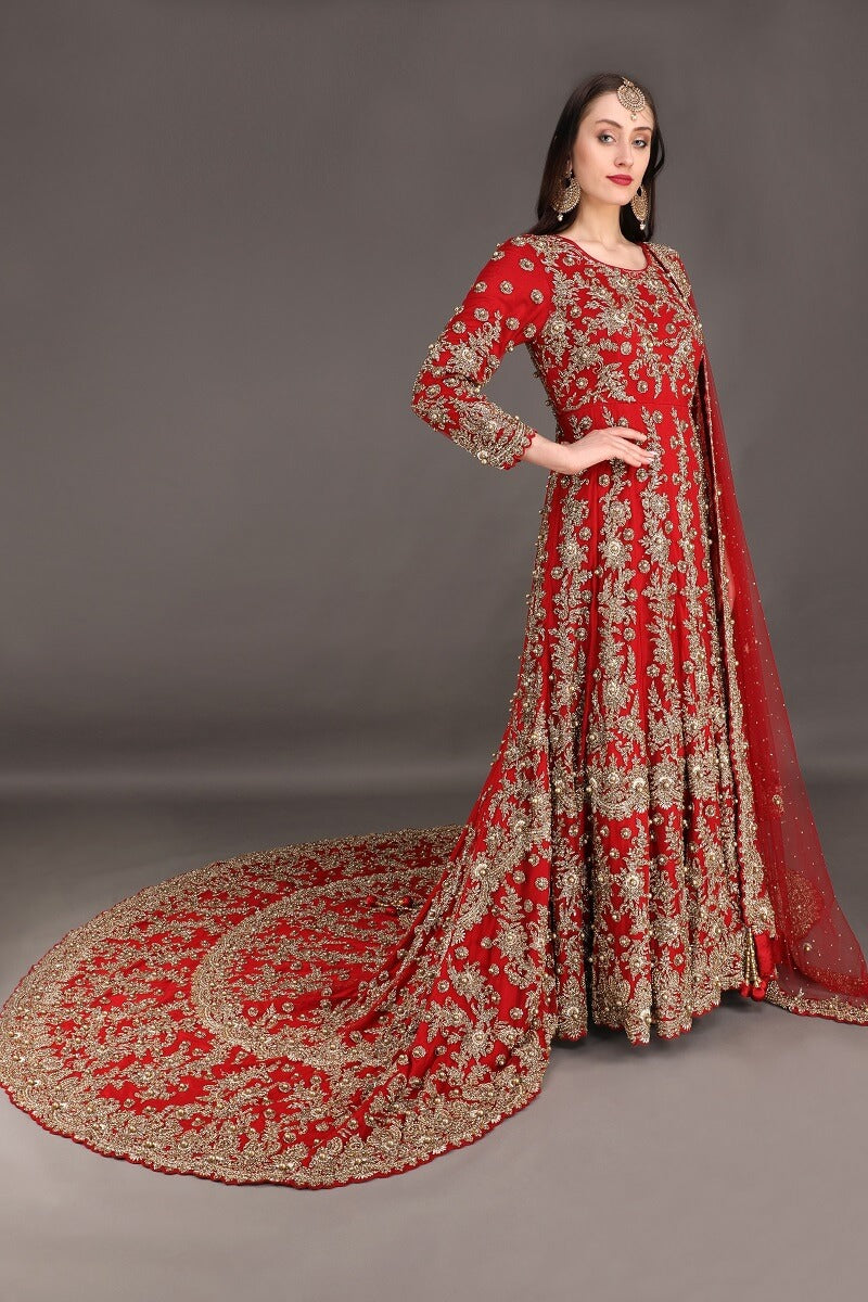 Red trail gown