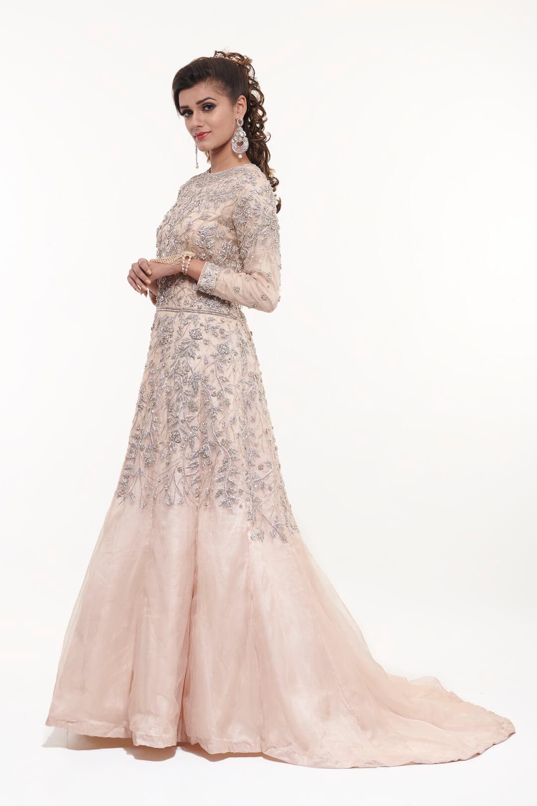 Light peach organza gown