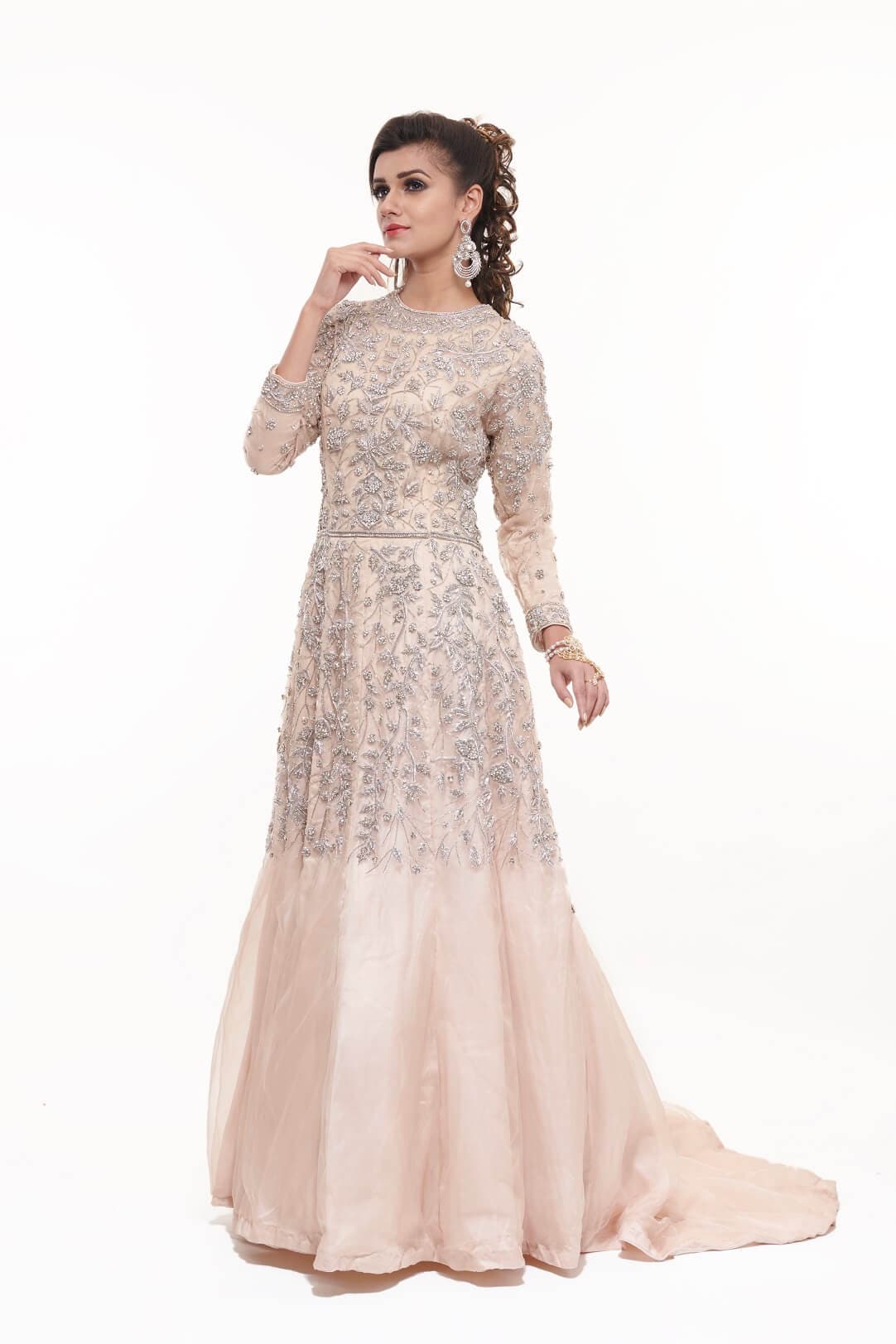 Light peach organza gown