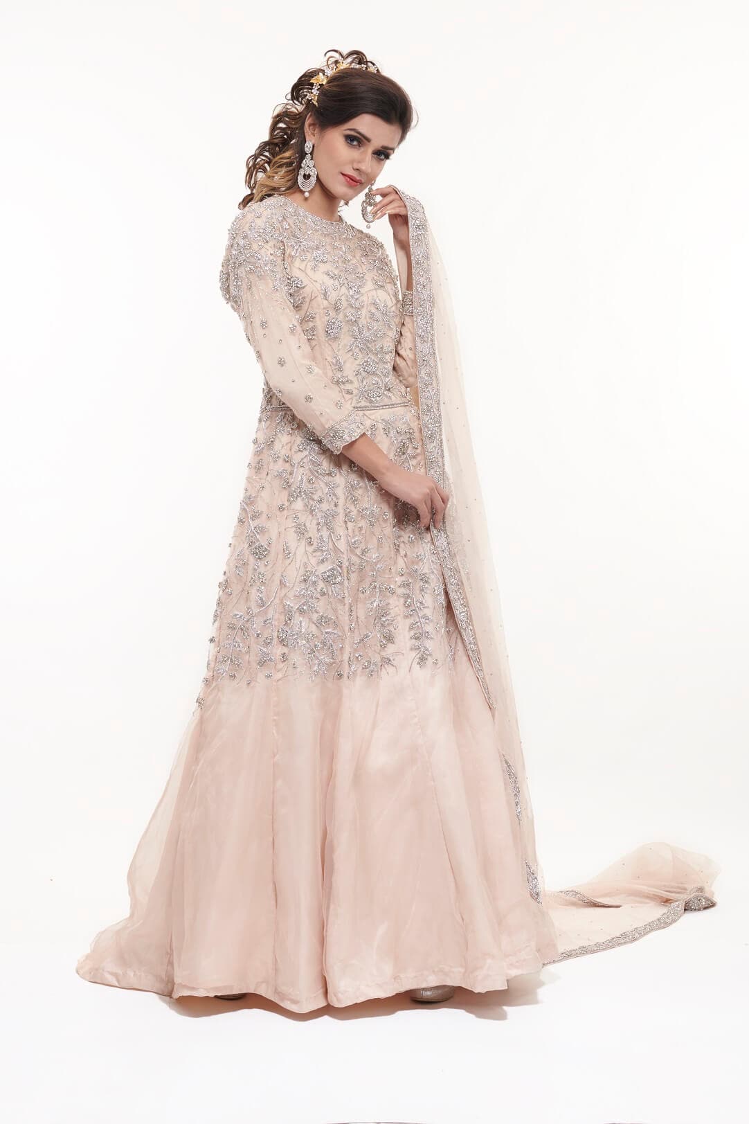 Light peach organza gown