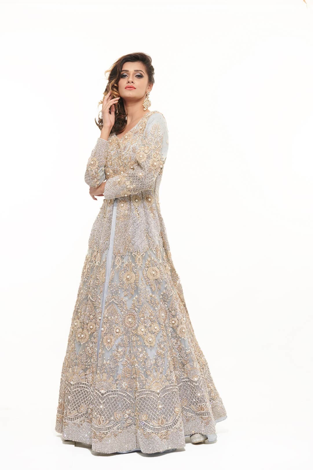 Grey jacket lehenga
