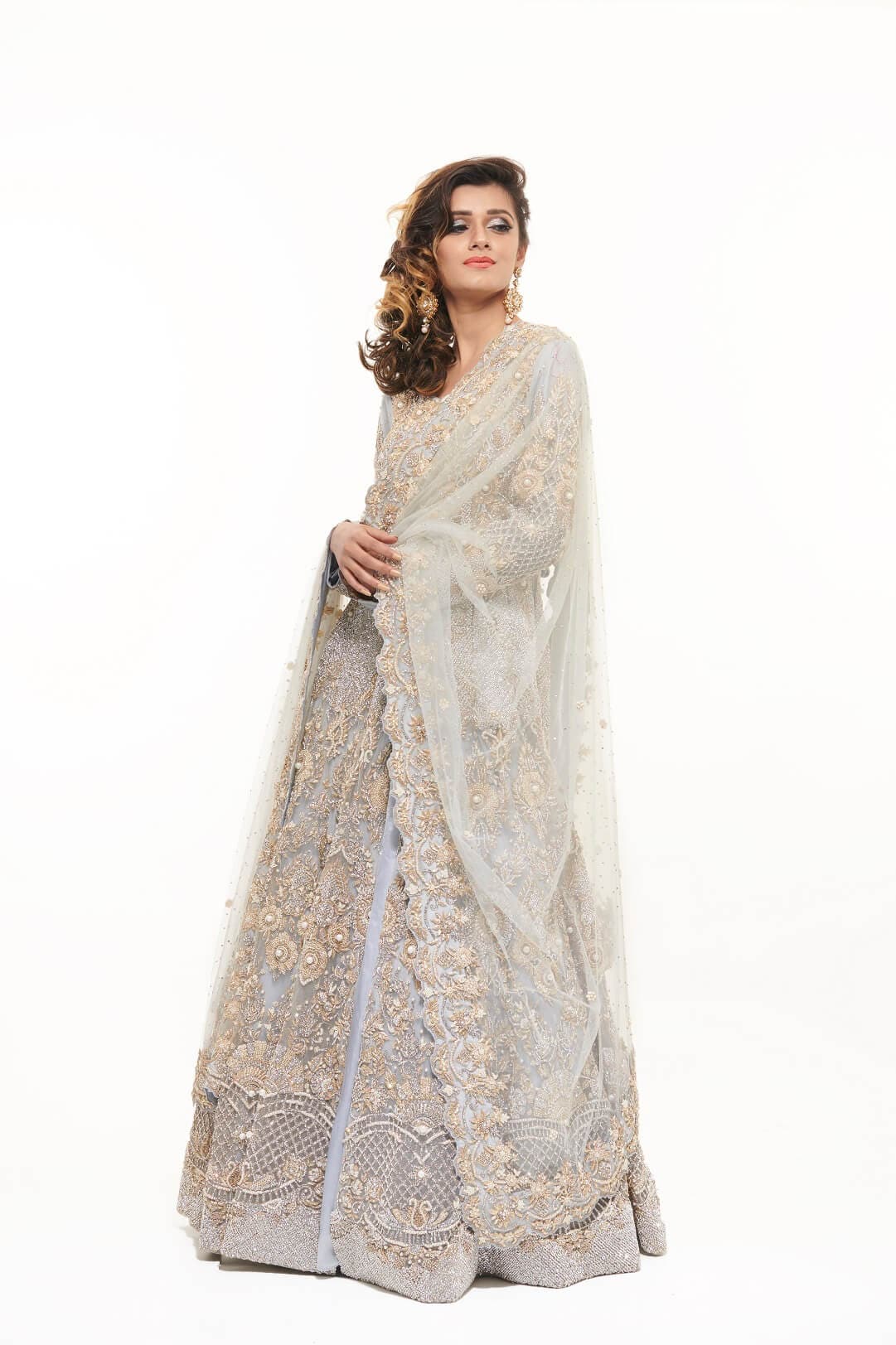 Grey jacket lehenga