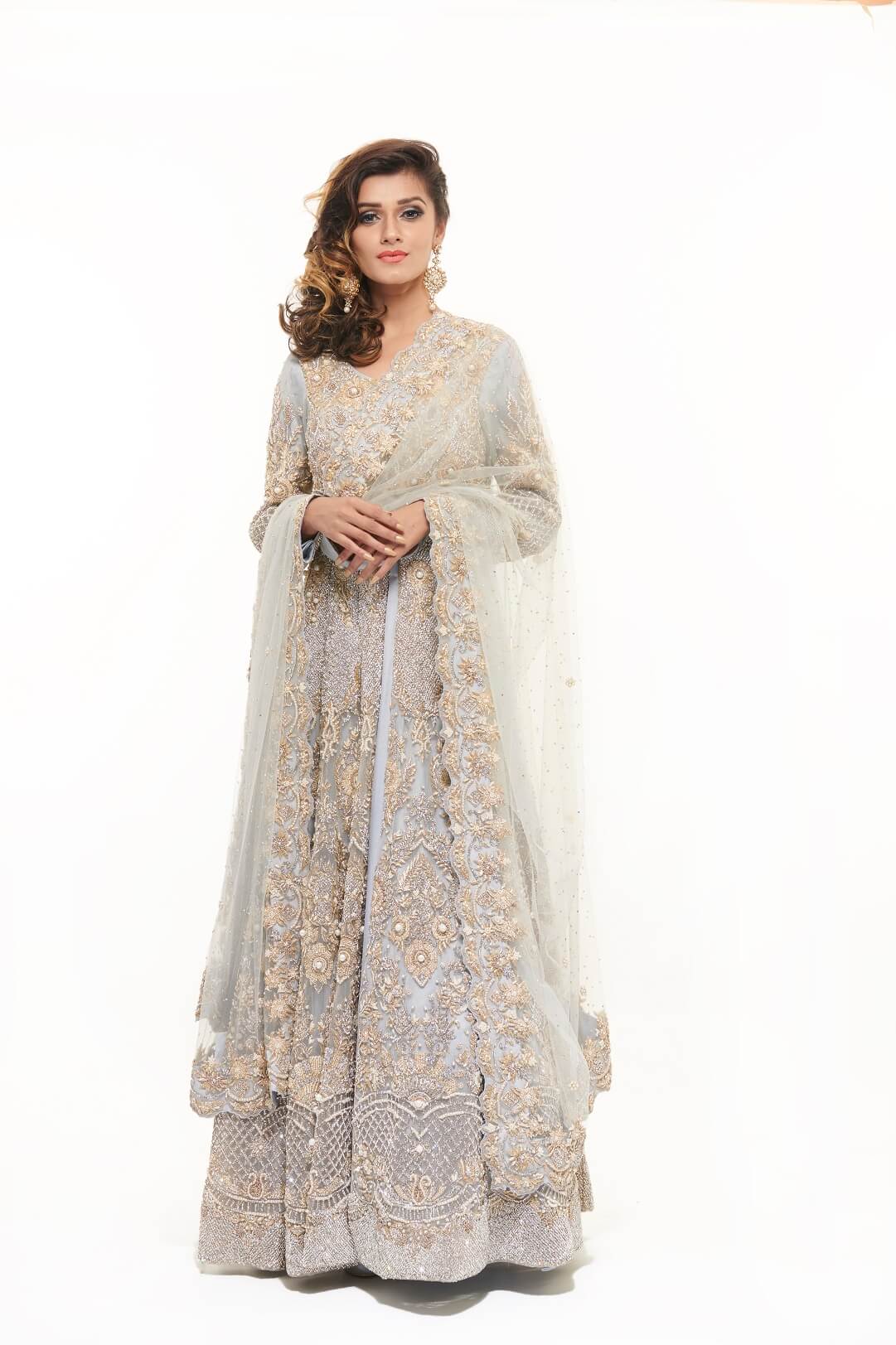 Grey jacket lehenga