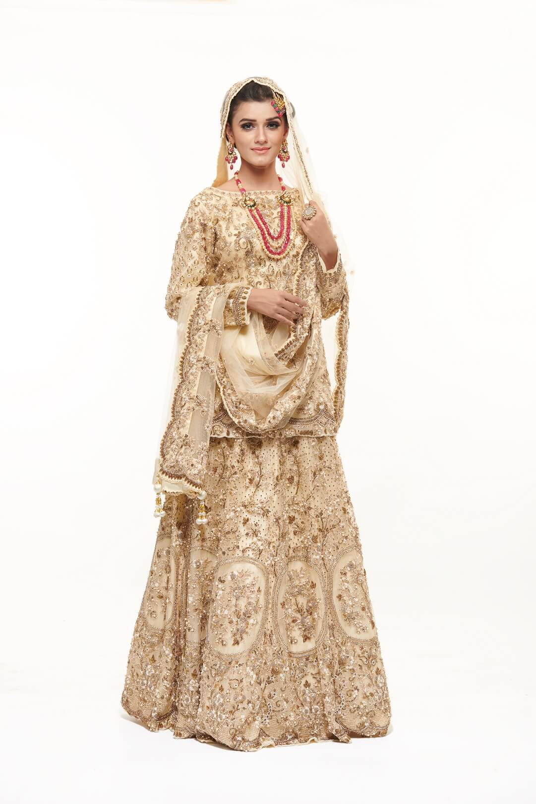 Beige Kameez lehenga