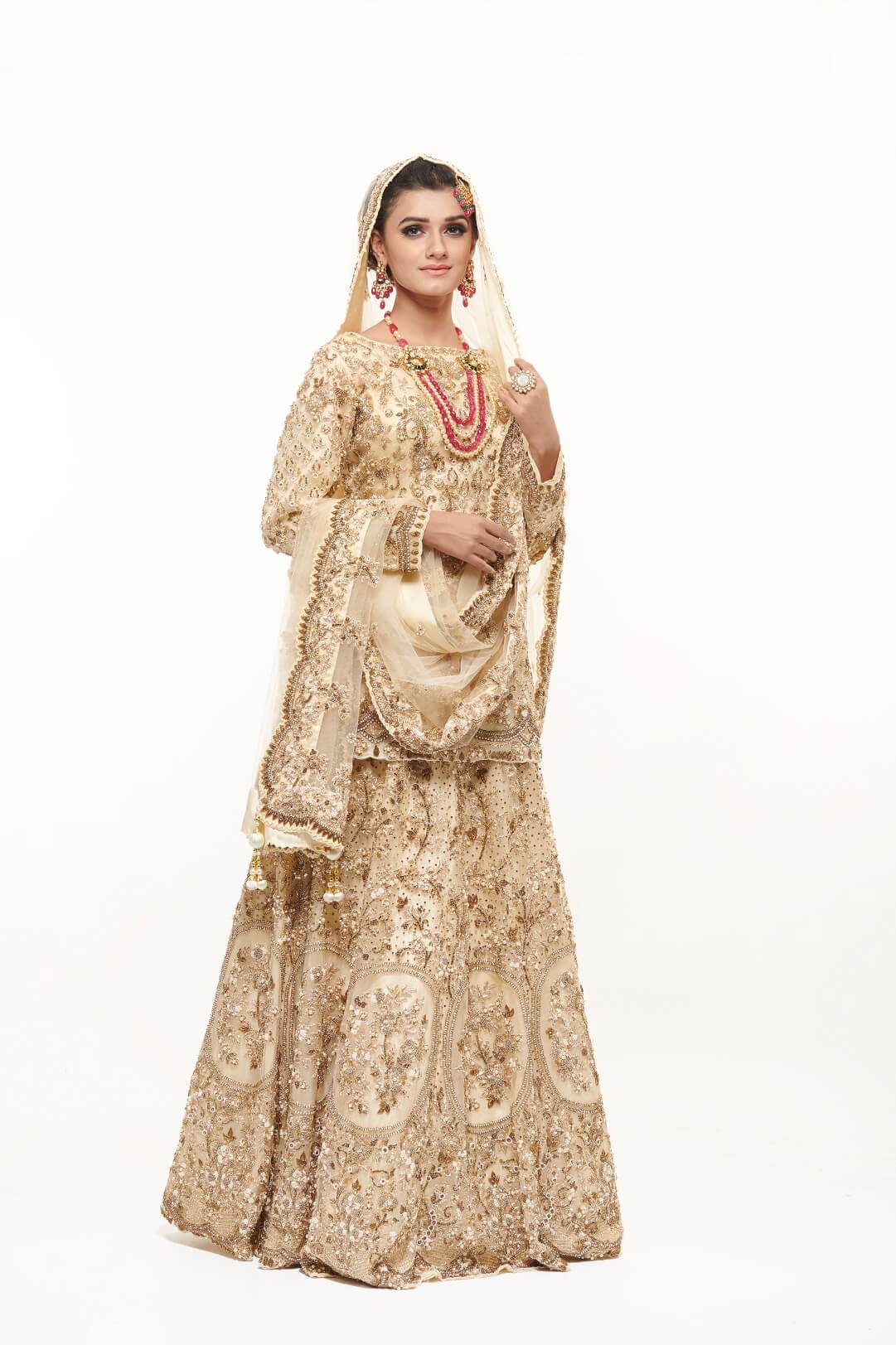 Beige Kameez lehenga