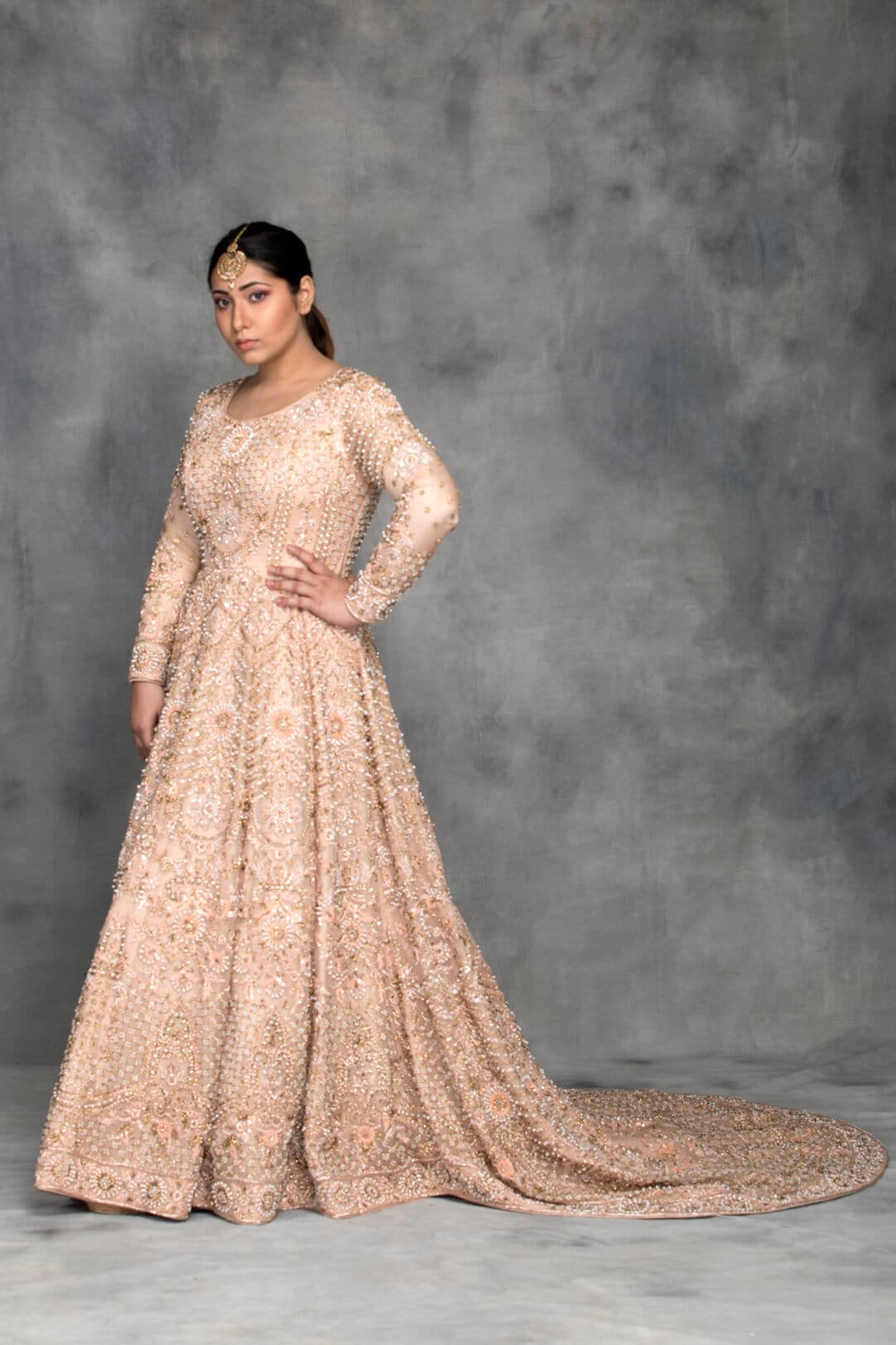 Rust maxi dress with trail