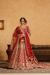 Red Lehanga Trail Blouse With Dupatta