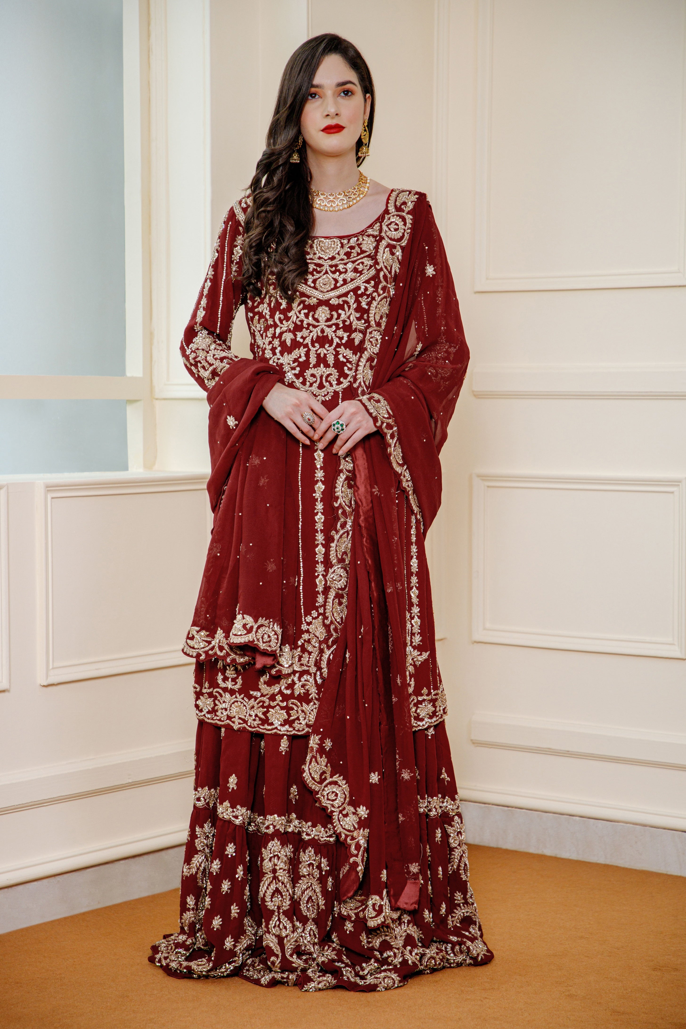 Maroon Kameez Farshi