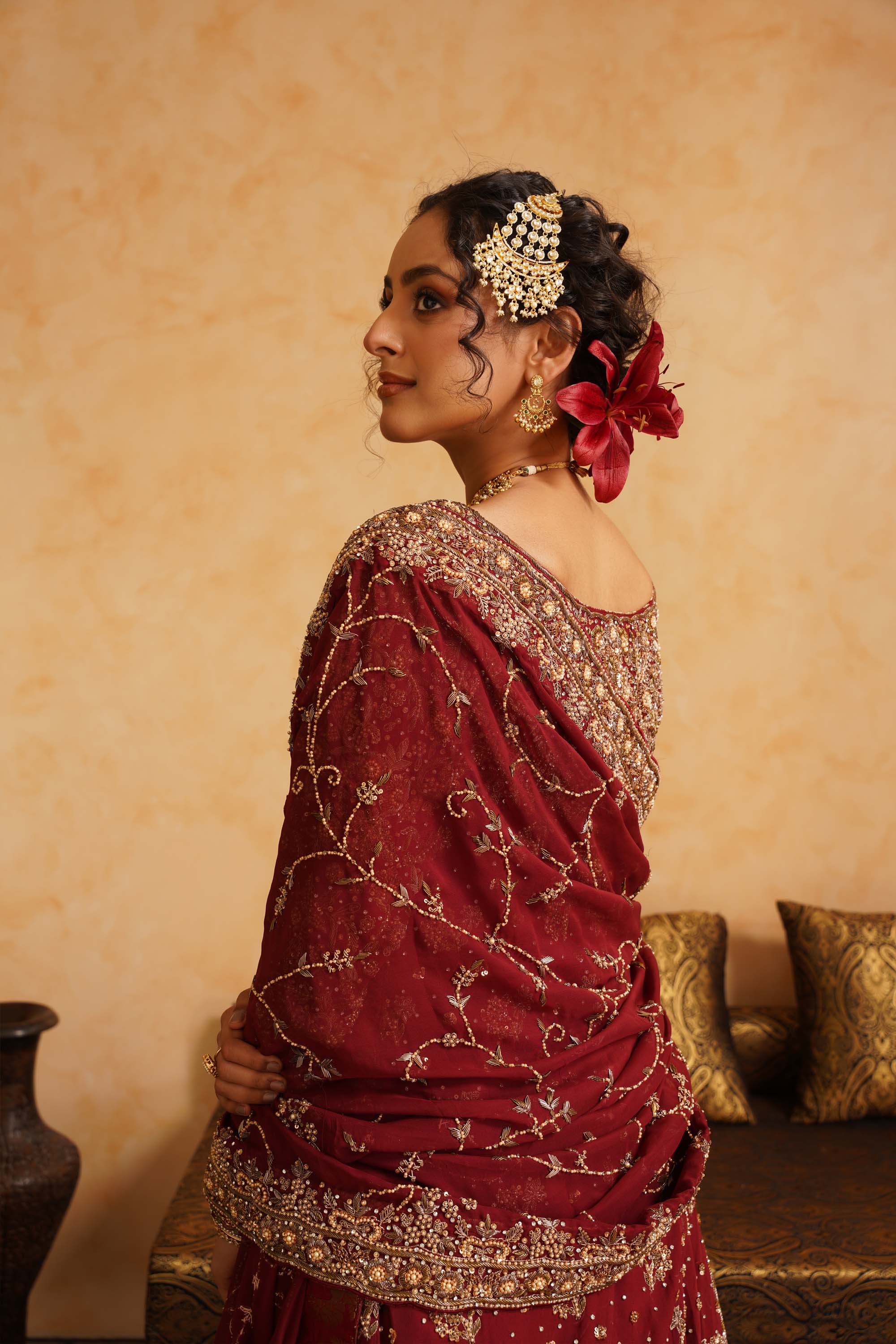 Maroon Farshi Gharara set