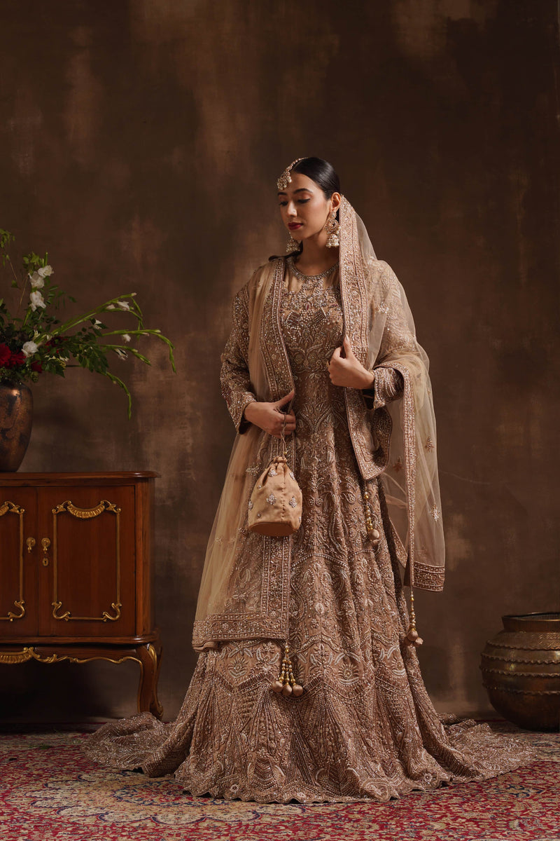 Coffee-Hued Gown with Trail