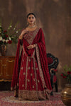 Maroon Georgette Anarkali Gown