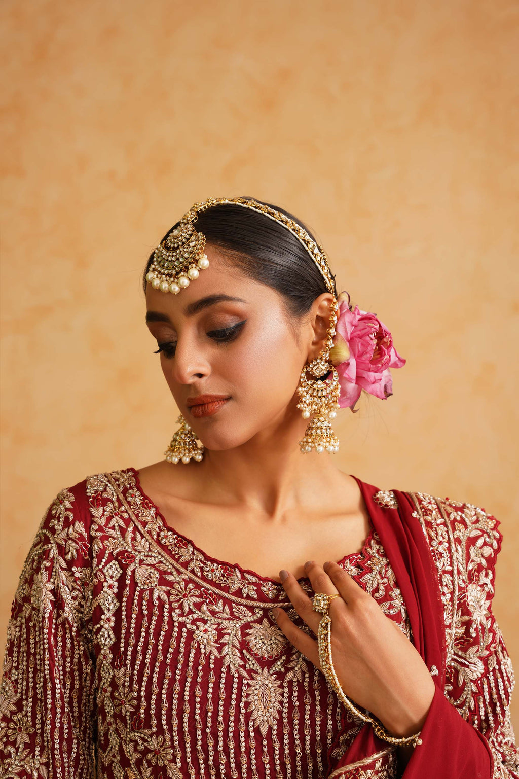 Maroon Farshi Gharara Kameez Dupatta Set
