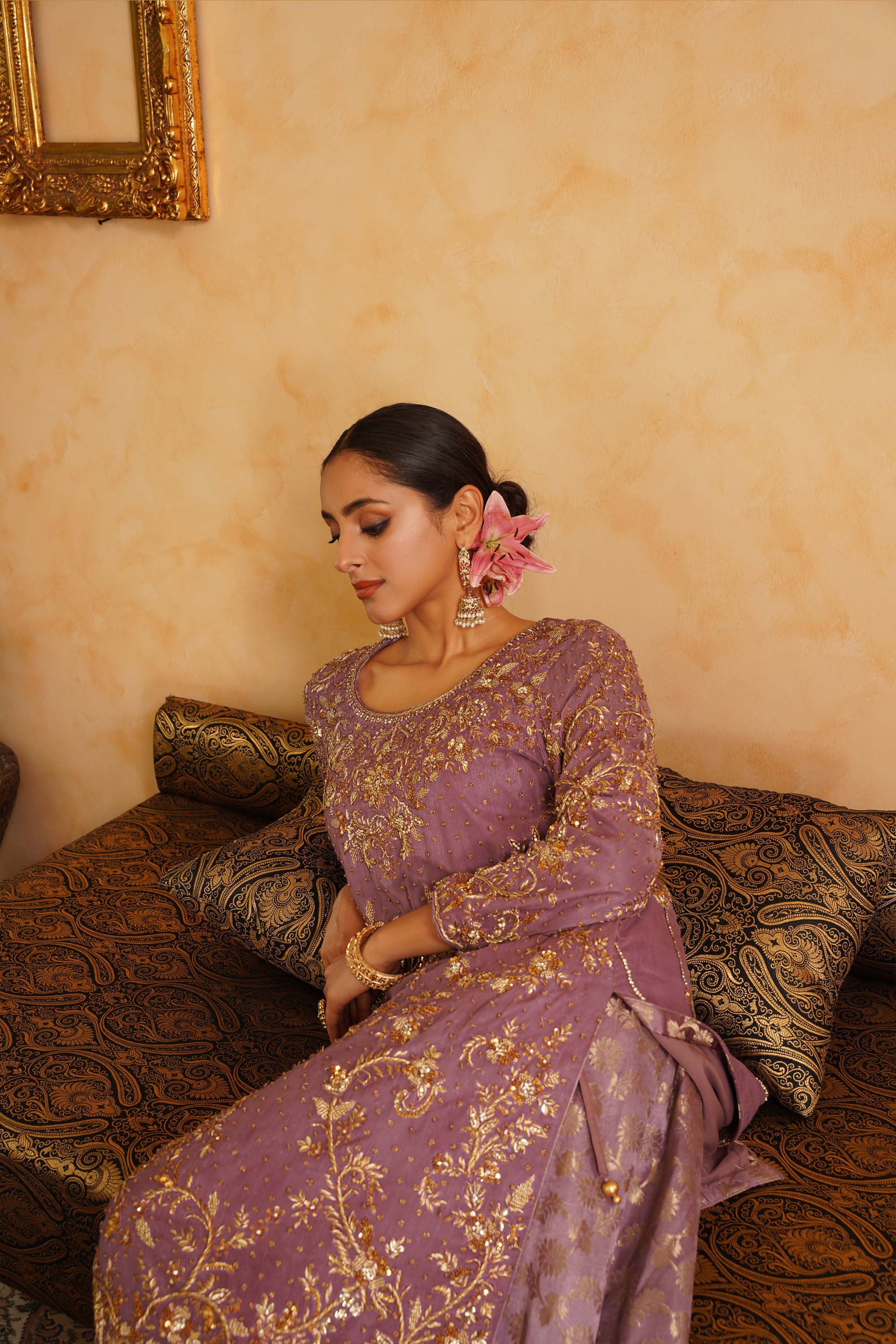 Lavender Farshi Gharara Set
