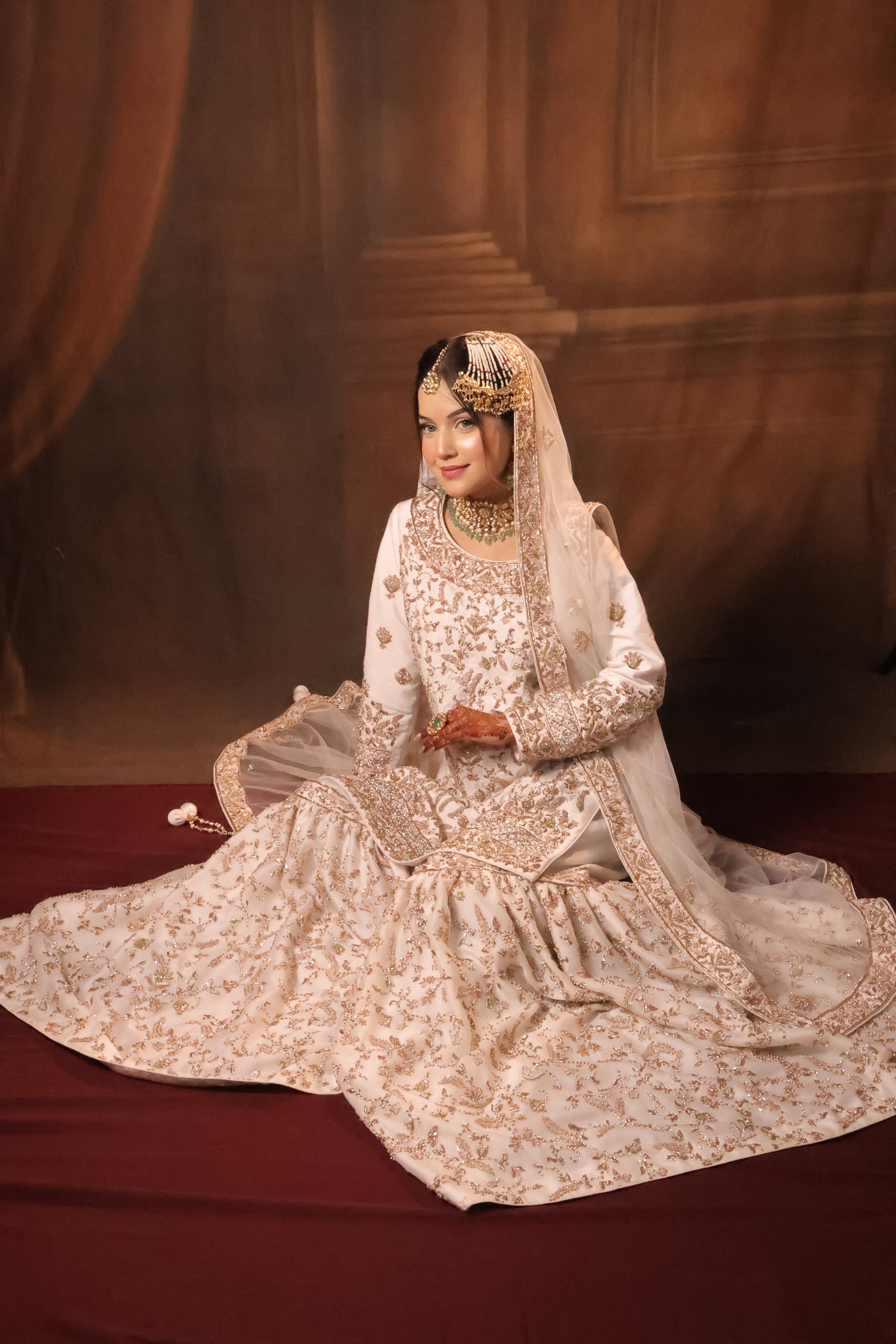 White Kameez Gharara with Dupatta