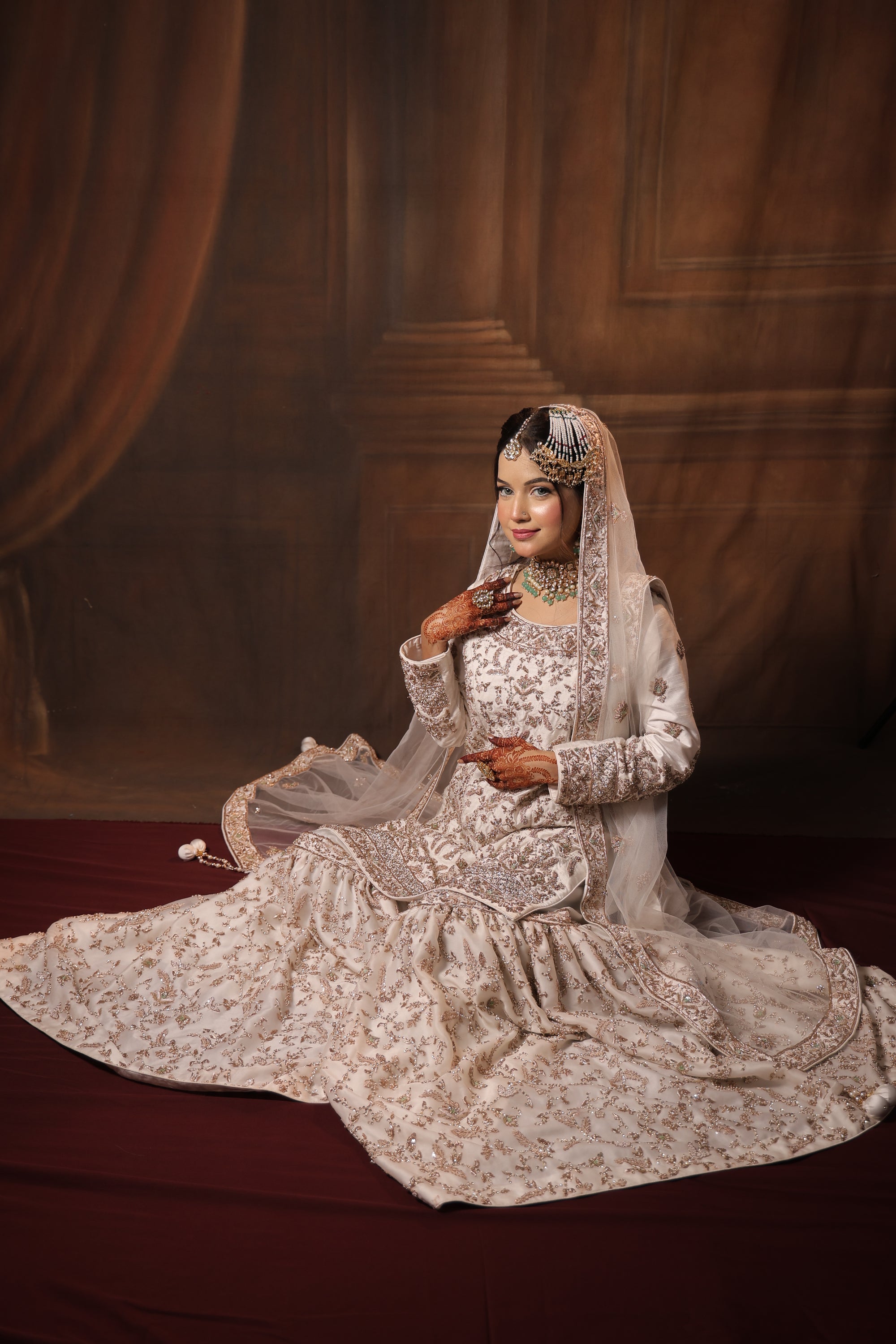 White Kameez Gharara with Dupatta