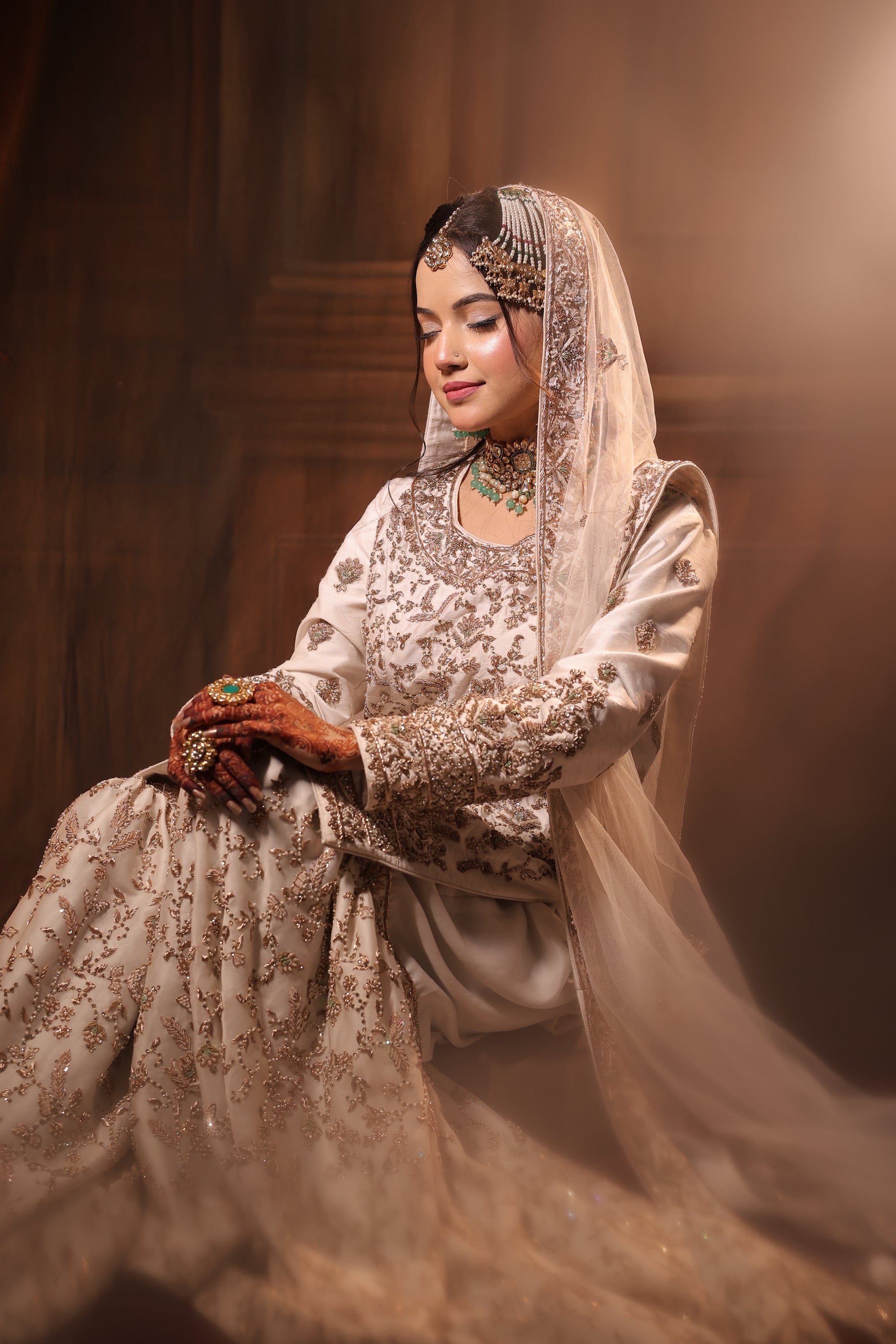 White Kameez Gharara with Dupatta