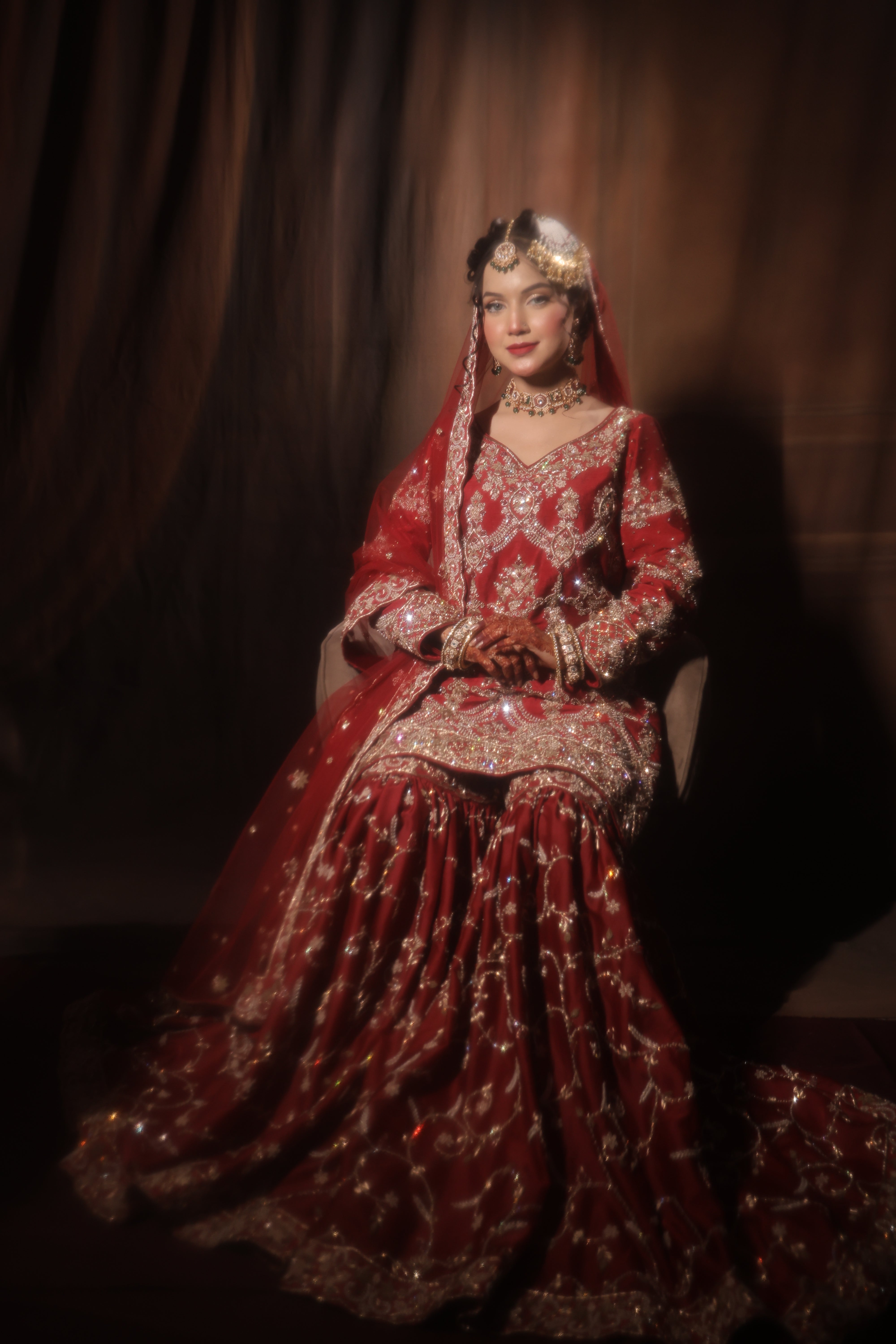 Maroon Kameez Gharara Dupatta